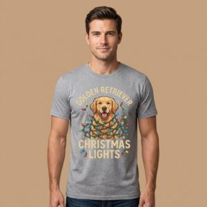 Golden Retriever Christmas Lights | Holiday T-Shirt