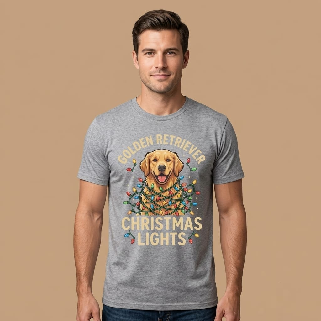 Golden Retriever Christmas Lights | Holiday T-Shirt