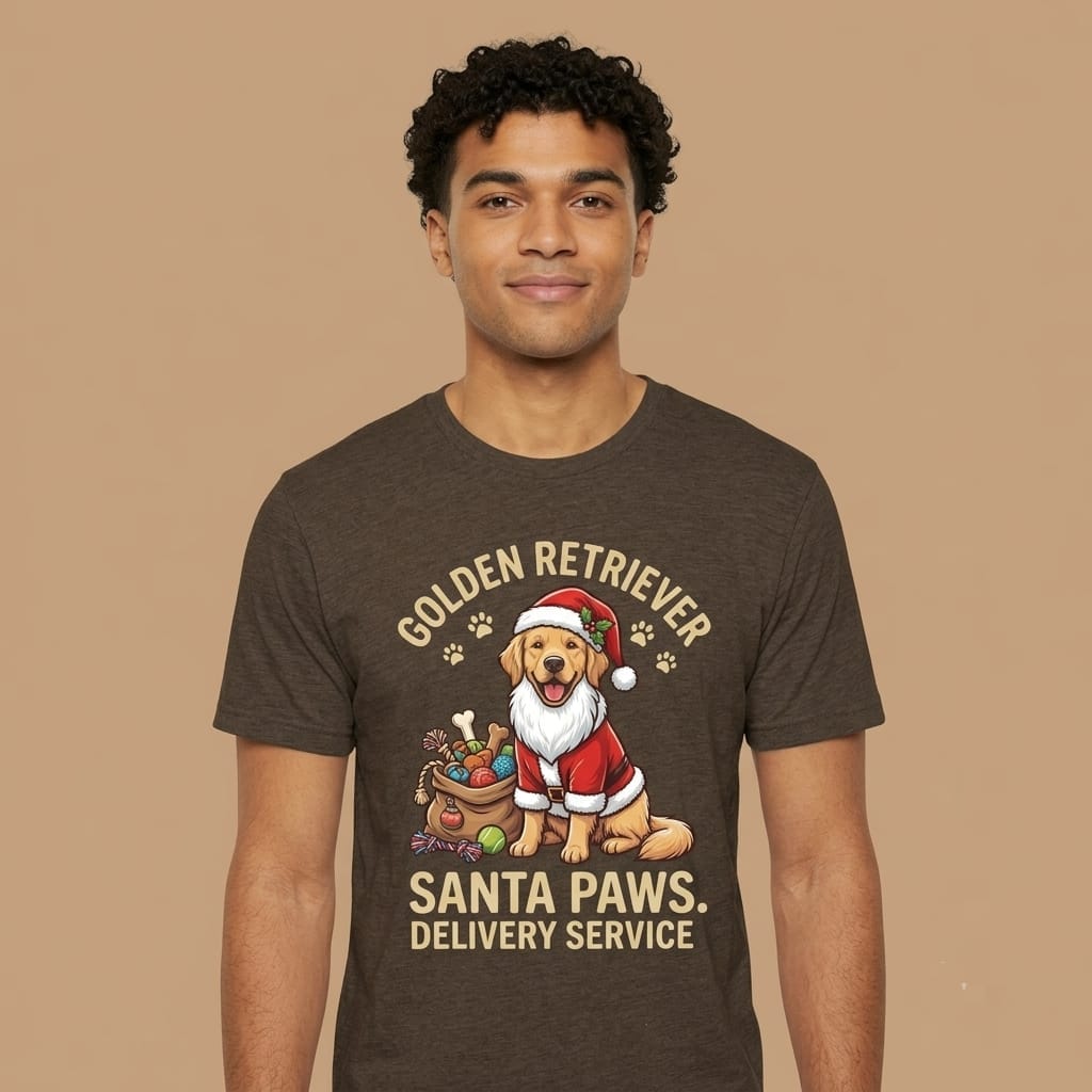 Santa Paws Delivery Service | Golden Retriever Christmas T-Shirt