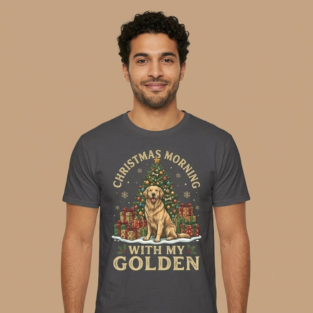 Christmas Morning With My Golden | Holiday T-Shirt