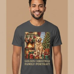 Golden Retriever Christmas Family Portrait | Holiday T-Shirt