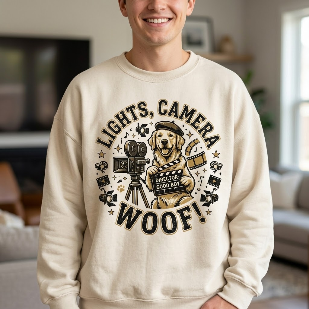 Lights, Camera, Woof! | Golden Retriever Movie Night Hoodie