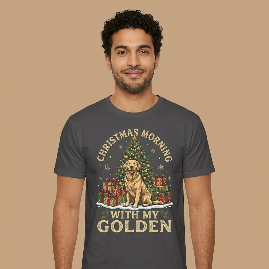 Christmas Morning With My Golden | Holiday T-Shirt