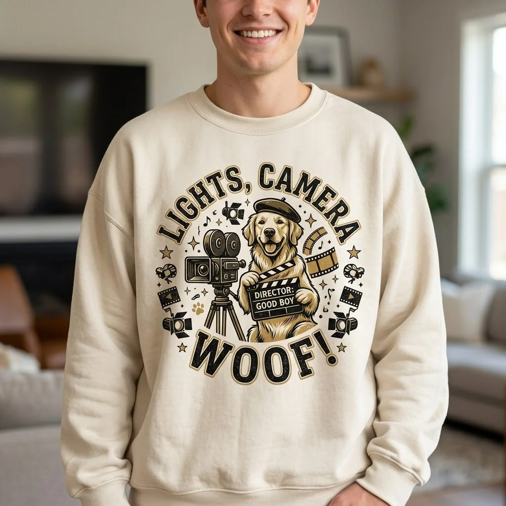Lights, Camera, Woof! | Golden Retriever Movie Night Hoodie